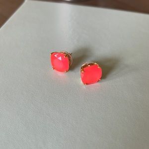 Kate Spade Neon Pink Gold Jumbo Large Stud Earrings